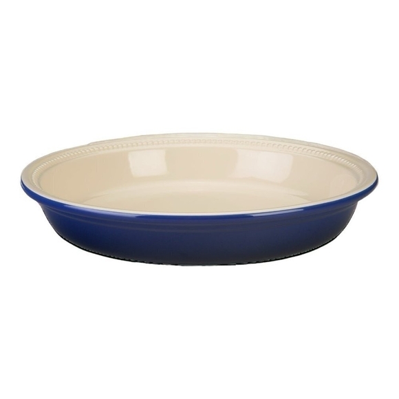 New VNTG Stoneware LE CREUSET Blue Ceramic Bake &Share Pie Dish Pie Quiche Plate - Picture 2 of 5